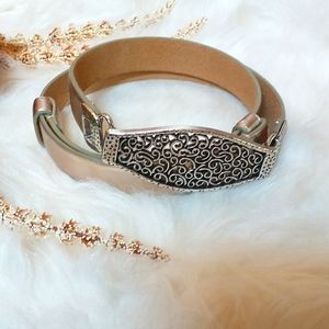 Chico's Adjustable Metallic Gold Belt With Silver Metal Decorative Belt …